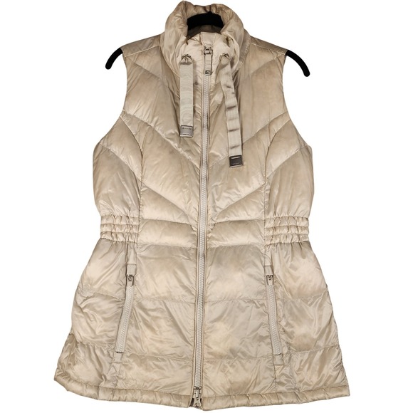 Athleta Women's Cream Quilted Down Filled‎ Vest Full Zip Sleeveless Puffer - Picture 11 of 13